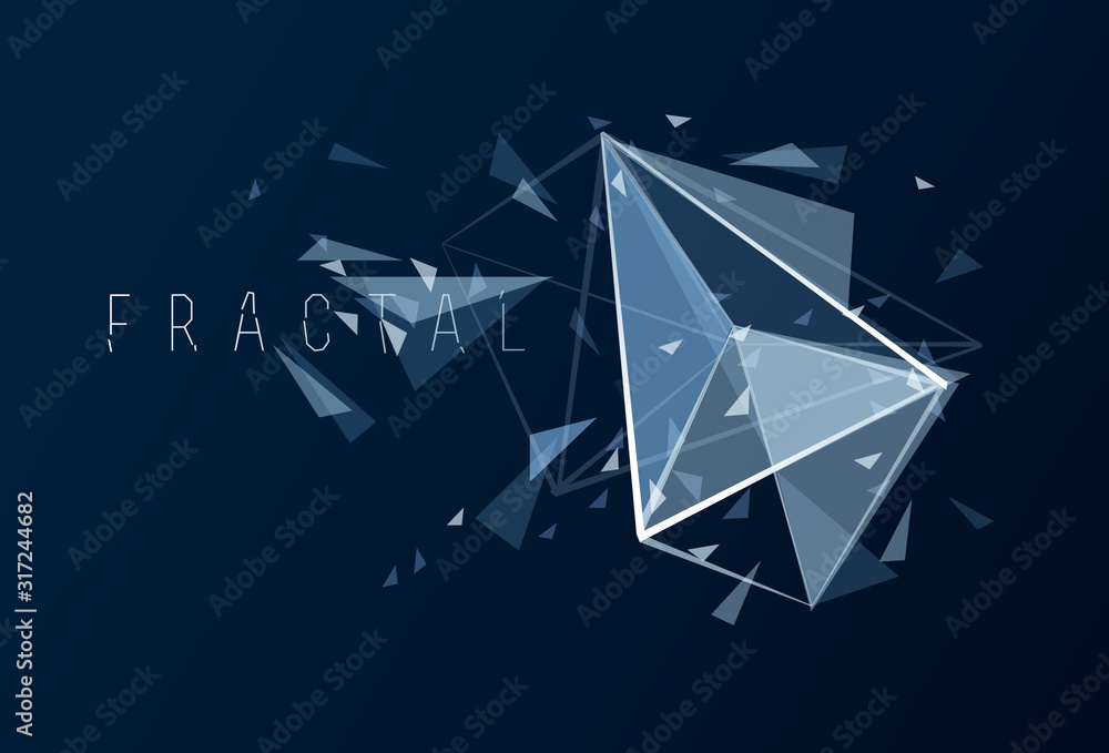 Poster polygonal elements vector abstract background, low poly 3d object, connected lines in perspective fr
