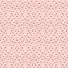 Art Deco vector semless pattern. Vintage decorative rose gold geometric background texture for wallpaper, print, poster, card and etc. Simple 1920 art deco background. Linear shapes