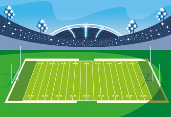 Fototapeta premium stadion piłkarski ze światłami, amerykański mecz piłki nożnej