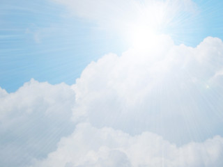 light blue sky with clouds, horizontal photo