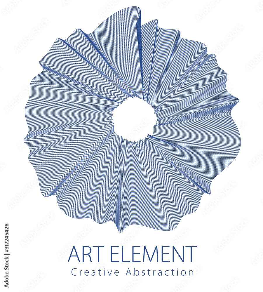 Aufkleber round smooth linear frame of wavy lines. vector abstract artistic beautiful background with copy spa