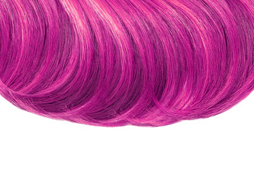 Pink hair over white as background (isolated). Copy space