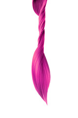Pink hair isolated on white background. Long ponytail