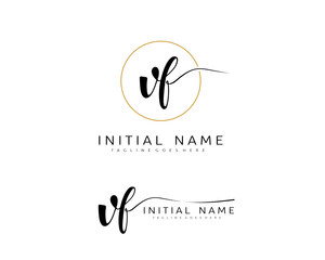 V F VF Initial handwriting logo vector. Hand lettering for designs.
