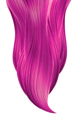 Pink hair isolated on white background. Long ponytail