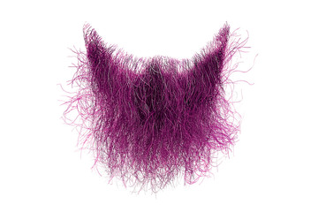 Disheveled pink beard isolated on white. Mens fashion