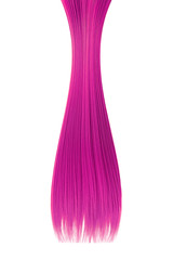 Pink hair isolated on white background. Long ponytail