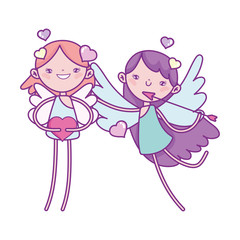 happy valentines day, funny cupids with hearts cartoon