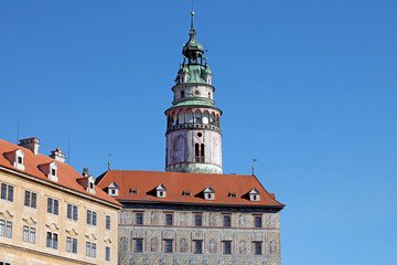 Fototapeta premium Cesky Krumlov Castle Tower. South Bohemia, Czech Republik.