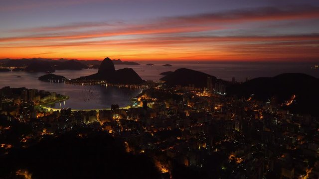 Pao Acucar or Sugar loaf mountain and the bay of Botafogo, Rio de Janeiro, Brazil, South America - 4K time lapse