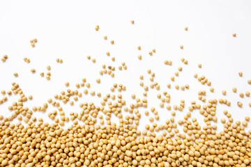 soybean on a white background Top view. - obrazy, fototapety, plakaty