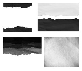 Set of old torn paper isolated on white background