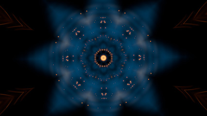 Abstract night club background. Blooming pattern with bokeh particles glowing over black.