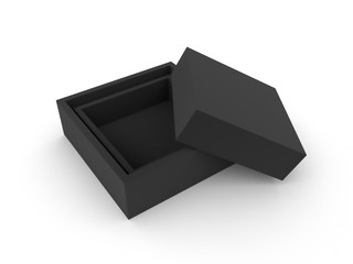 Empty black box on a white background. 3D object for packaging