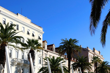 Fototapeta na wymiar Historic architecture on Riva promenade in Split, Croatia.