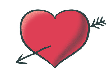 Hand drawn red heart. Imitation of old tattoo style.