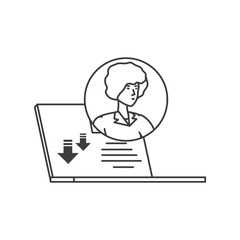 cute young woman with laptop computer