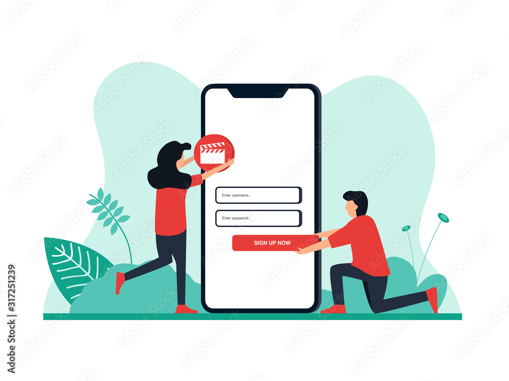 Poster mobile app development concept banner. mobile application development process flat vector illustrati