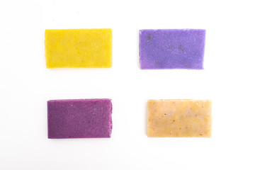 Handmade soap on a white background, isolated.