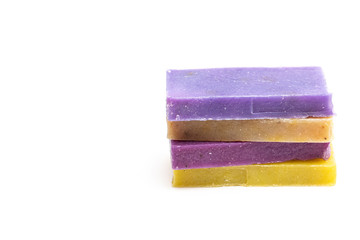 Handmade soap on a white background, isolated.