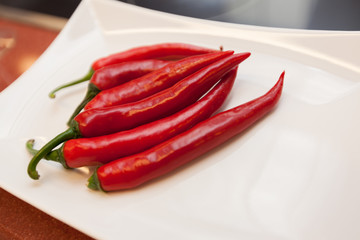 Pepperoni Chilli auf Schale