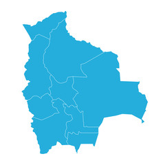Bolivia political map highlighted blue and white outline. Perfect for backgrounds, backdrop, business concepts, label, sticker, chart, poster and wallpapers.