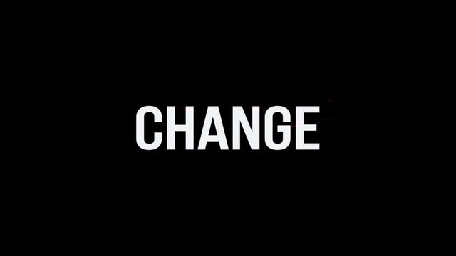 Change. Animation of Text With Glitch Effect. Plus Alpha Channel