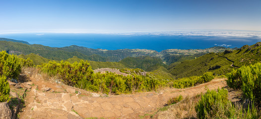 Panoramic picture over the rough Portugese island of Madeira in summer