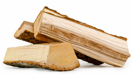 logs of wood on a white isolated background.