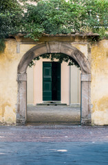 Beautiful Italian entrance of the house, ancient architecture