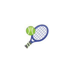 Tennis Vector Icon. Isolated Tennis Racket and Ball Emoji, Emoticon Illustration