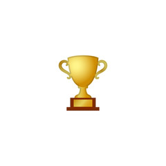 Trophy Cup Vector Icon. Isolated Golden Trophy Emoji, Emoticon Illustration