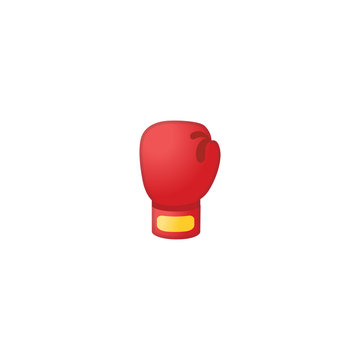 Box, Boxing Glove Vector Icon. Isolated Red Boxing Glove, Fight Punch Emoji, Emoticon Illustration