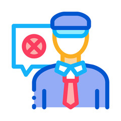 Policeman Denial Icon Vector. Outline Policeman Denial Sign. Isolated Contour Symbol Illustration