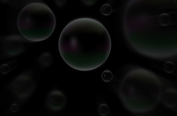 Soap bubbles on a black background. Abstract texture