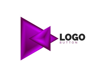 Triangle icon geometric logo template. Minimal geometrical design, 3d geometric bold symbol in relief style with color blend steps effect. Vector Illustration For Button, Banner, Background