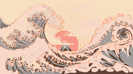 Retro great waves design