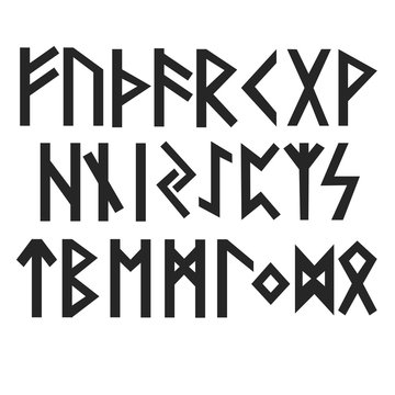 Set Of Old Norse Scandinavian Runes. Rune Alphabet  