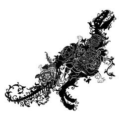 Trex skeleton with flowers © AnnaPa