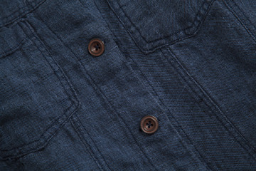 closeup denim shirt detail with buttons