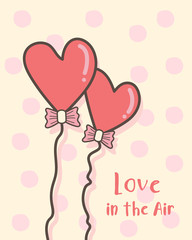 Happy Valentine's Day greeting card with red heart shape balloons, Valentines Day background with a calligraphic love in the air, Valentine card and poster