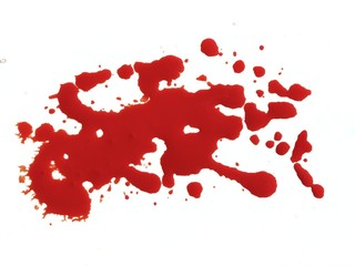 red blood splash isolated on white background