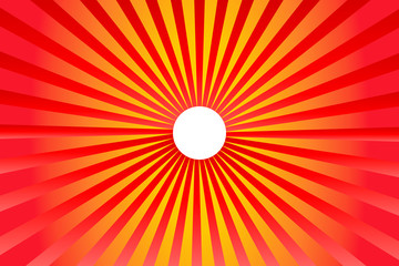 Background of rays from the sun, orange and red light in a comic style.