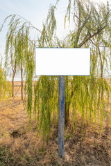 Blank sign board in the park