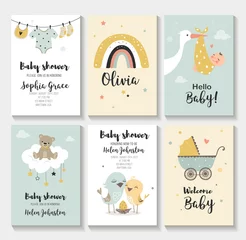 Fototapeten Baby shower invitation birthday greeting cards,  vector illustration © Colorlife
