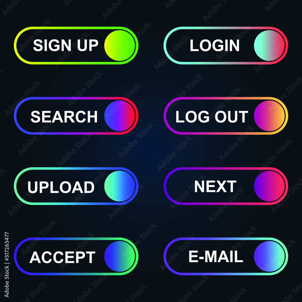 Aufkleber Set of modern material style buttons for website, mobile app and infographic template Different gradient colors illustration graphic and web design.