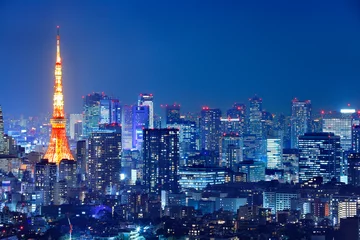 Cercles muraux Tokyo Vue nocturne de Tokyo pleine de lumière