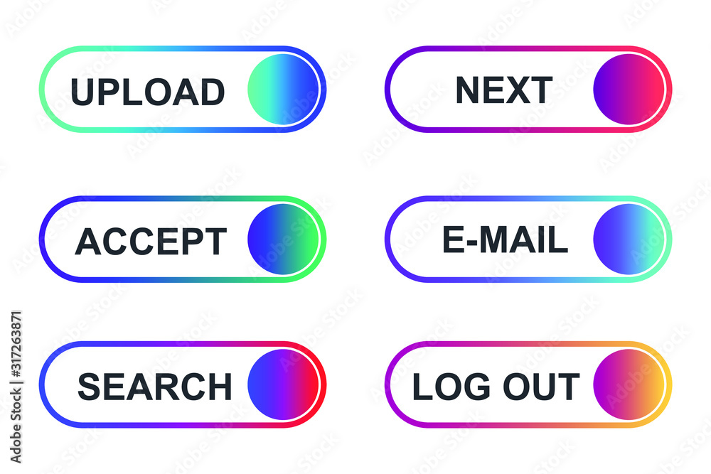 Poster set of modern material style buttons for website, mobile app and infographic template different grad