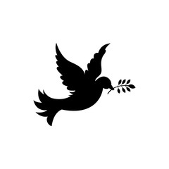 Naklejka premium Peace dove and olive branch vector illustration