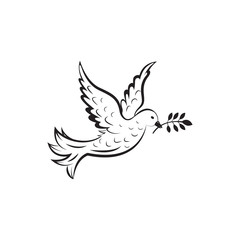 Peace dove and olive branch vector illustration